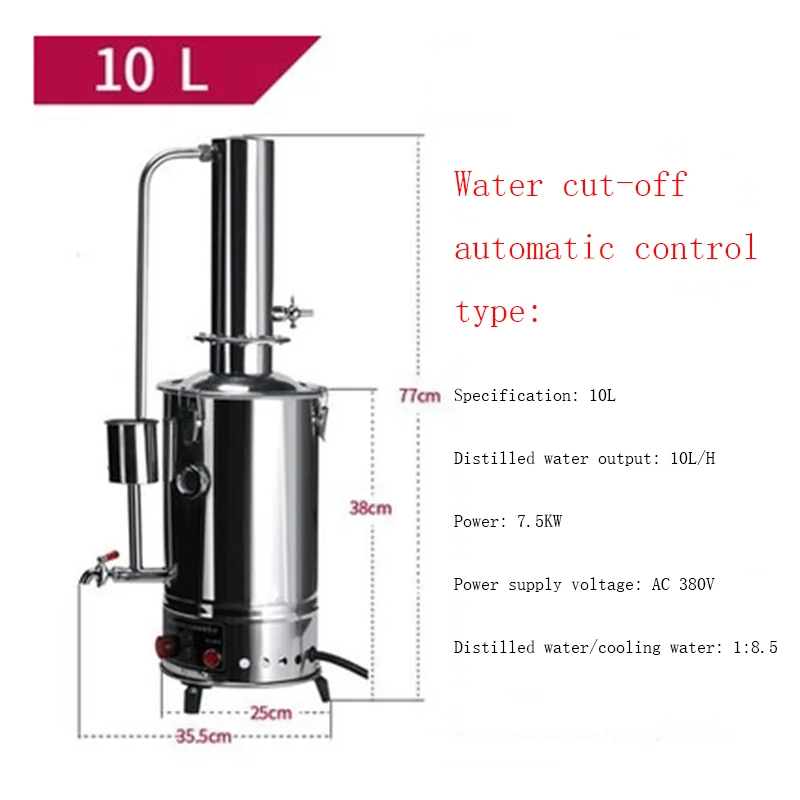 Lab Pure Water Distiller Electric Stainless Moonshine Still Filter And 29pcs 24/40 Chemistry Glassware Kit