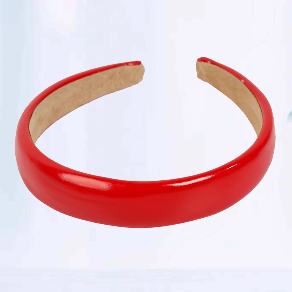 

Solid Color Wide Brim Non Slip Pu Headband For Women Red Lightweight Comfortable Stylish Party Halloween Christmas