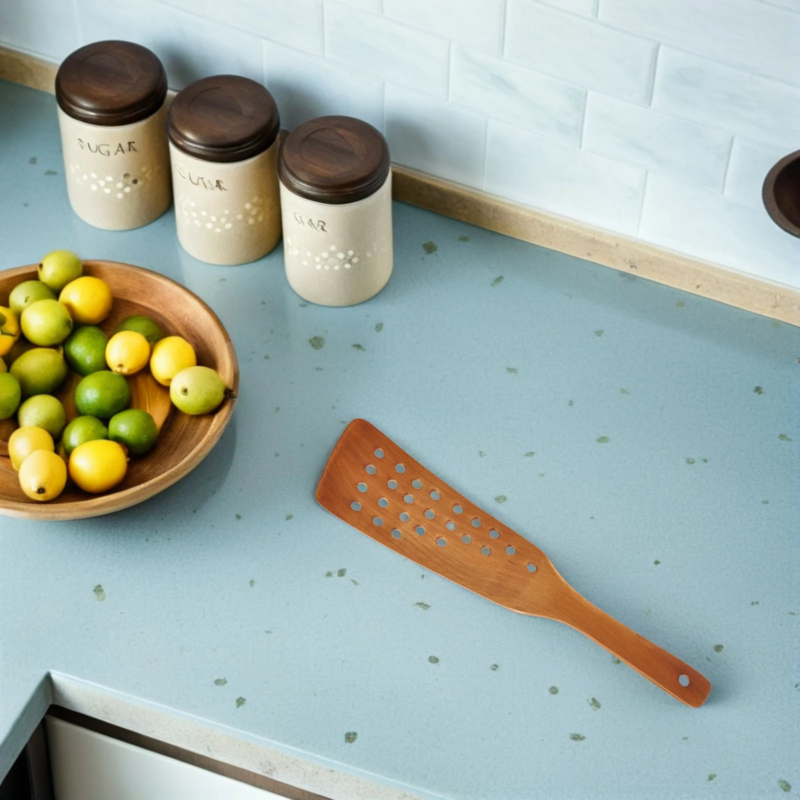 24-Hole Wooden Cooking Utensil Non-Stick Frying Stir-Fry Shovel For Home Restaurant Kitchen Practical Handmade Wooden