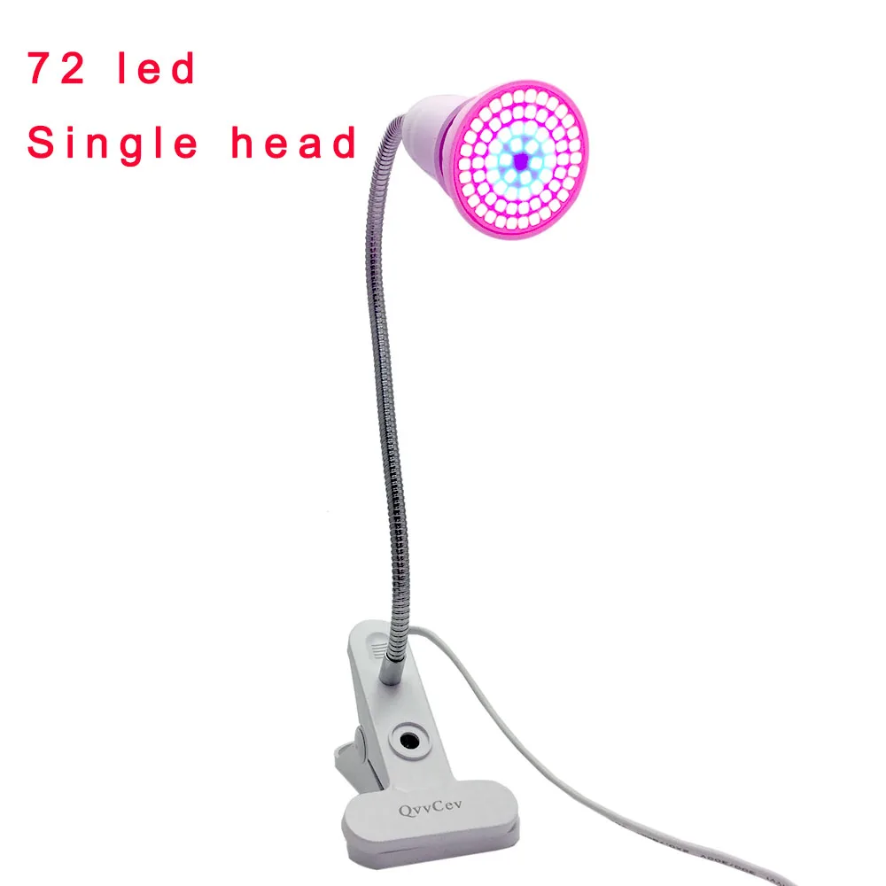 المزدوج رئيس 72 LED زهرة النبات تنمو ضوء مصباح النمو E27 مكتب حامل قصاصة للخضار داخلي الدفيئة هيدرو الخضار