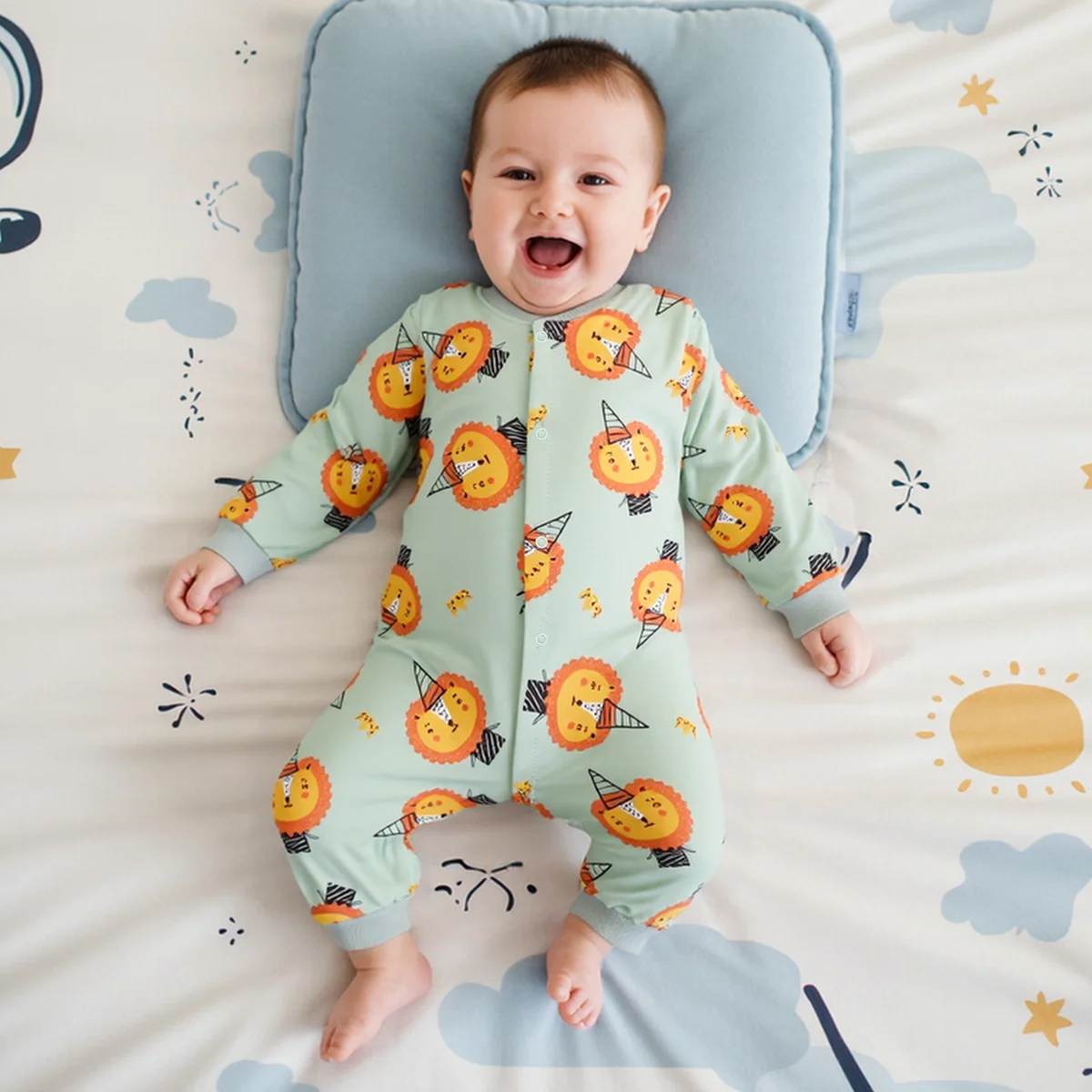 Sanlutoz Cotton Cartoon Baby Rompers Long Sleeve Infants Jumpsuits Lovely Autumn Winter Toddler Clothes