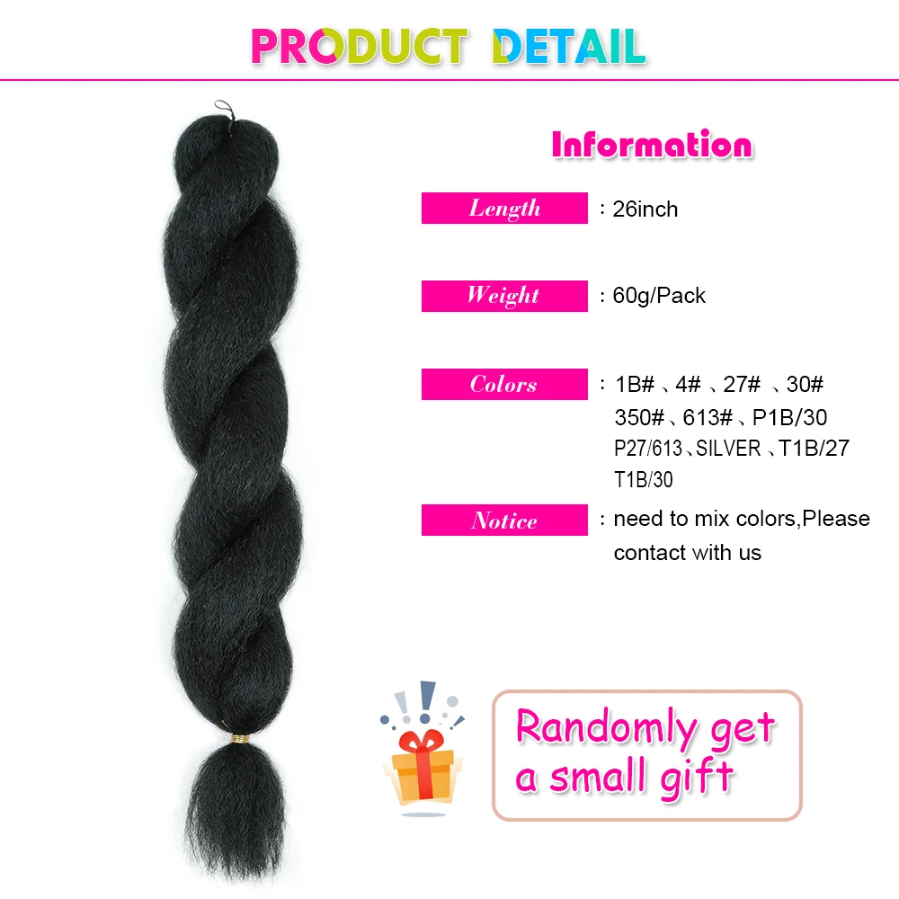26 Zoll Vixen Crochet Bulk Hair Synthetische Jumbo Braids Flauschiges Yaki Glattes Crochet Haar Afro Kinky Curly Flechthaarverlängerung – Detail 4