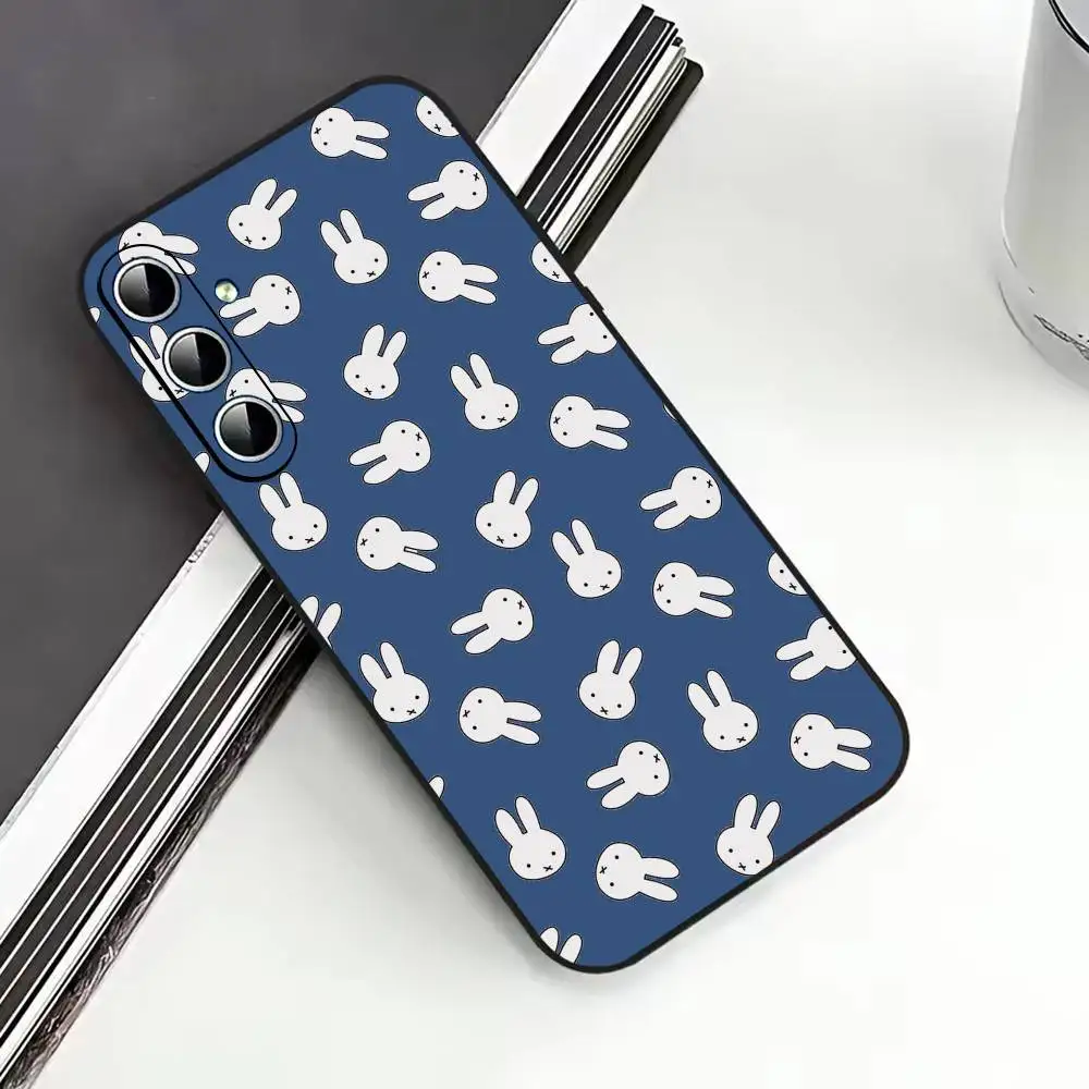 Kawaii M-Miffy Rabbit Gift Phone Case Black Silicone Soft For Samsung Galaxy A73,A72,A71,A70,A53,A52,A51