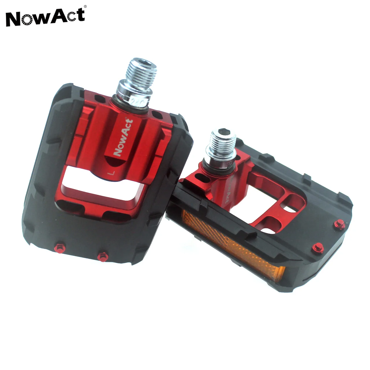 NowAct Folding Bike Pedals Foldable Pedal MTB Road Bike Road Bike Anti-Skid Reflective Sealed Bearing Cr-Mo Universal Pedal 9/16