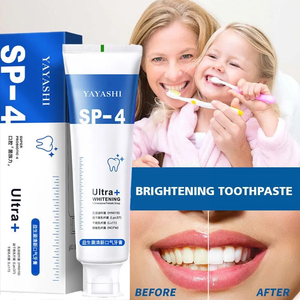 Probiótico Whitening Shark Toothpaste, Placa dos dentes, Previne a respiração fresca, Higiene bucal, 120g, R1Z9