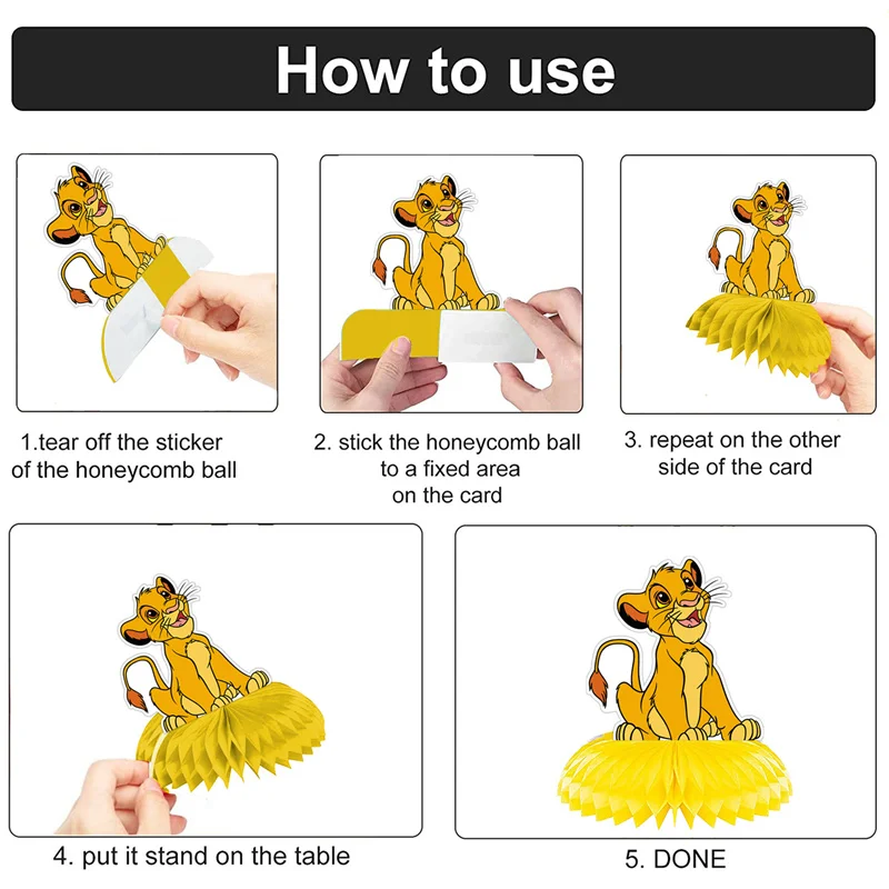 Nieuwe 9-delige Lion King verjaardagsfeestje decoratie kinderfeestartikelen cupcake decoratie achtergrond middelpunt