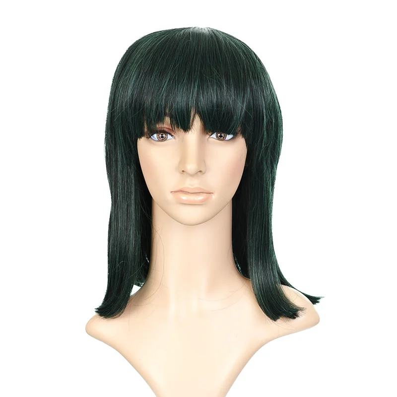 Black Green Anime Costume Cosplay Shoulder Cut Wig