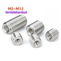M2 M2.5 M3 M4 M5 M6 M8 M10 M12 304 Stainless Steel Inside Outside Thread Adapter Screw Nuts Insert Sleeve Converter Nut