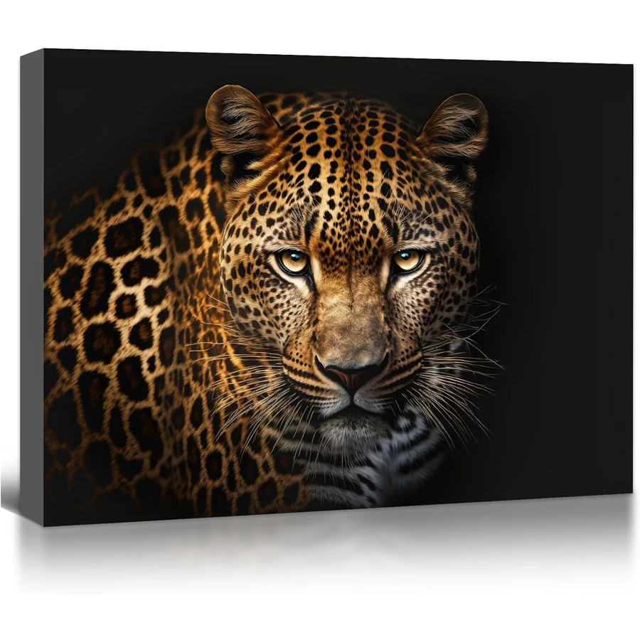 Black Gold Leopard Wall Art Wildlife Leopard full diamond painting cross stitch diy embroidery mosaic Images Leopard home decor