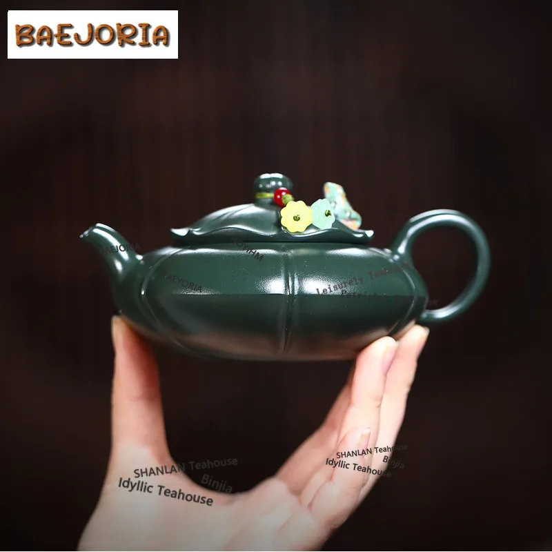 BAEJORIA 210ml Classic Yixing Purple Clay Teapots Handmade Frog Pot Raw Ore Green Mud Tea Brewing Kettle Zisha Tea Set Cha Gifts