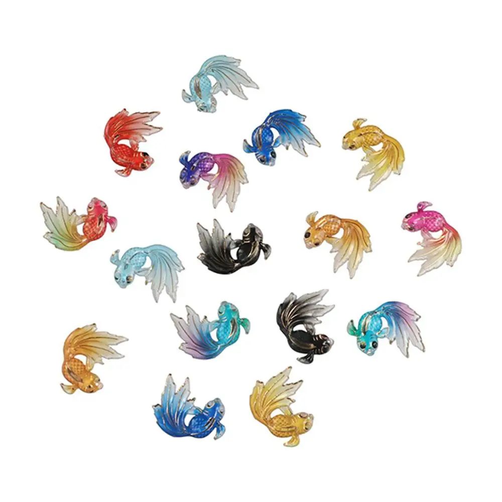 8Pcs/set Earrings Pendant DIY Goldfish Miniatures Handmade Mini Goldfish Micro-landscape Cute Resin Garden