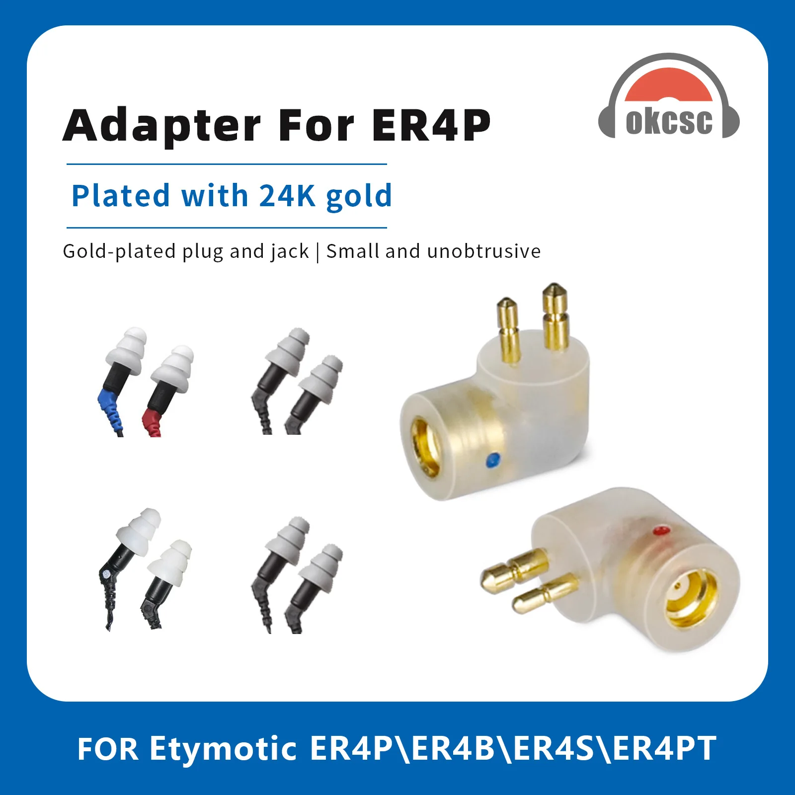 OKCSC Earphone Adapter ER4P Male to MMCX Female HIFI IEM Audio Jack Converter for Etymotic ER4P ER4B ER4S ER4PT ER6I Earphone