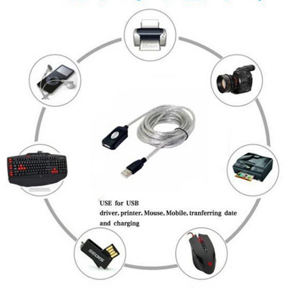 

5M USB 2.0 Female Extension Cable High Speed Sync and Charge Cable Extended Length for USB Flash Reader Stable