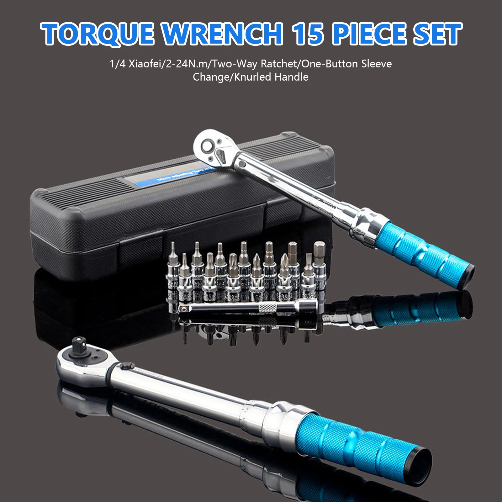 Bicycle Torque Wrench Set 1/4 Inch 2-24Nm Ratchet Wrench Adjustable Hexagonal PH1 PH2 Wrench For Cycling Bicycle Repair Tool