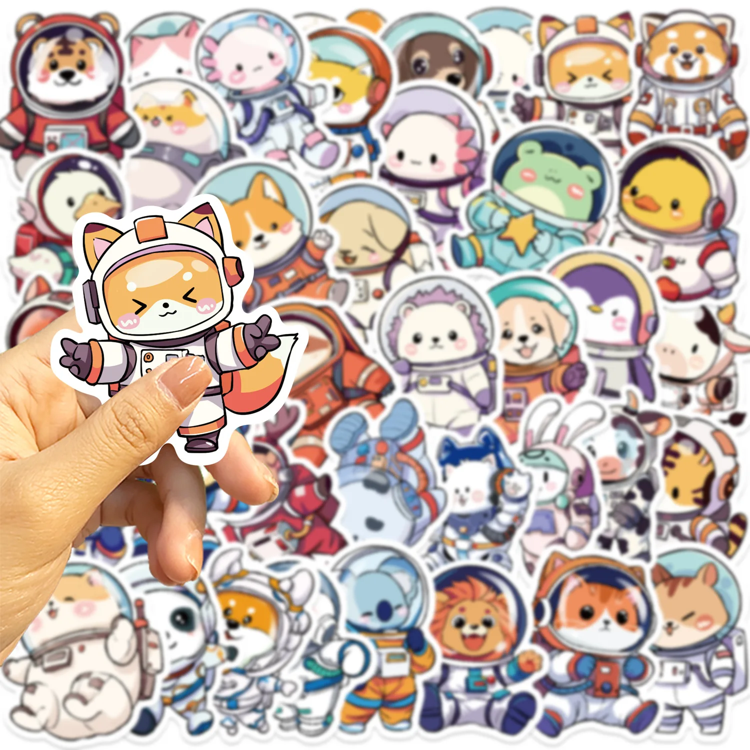 

10/50PCS Cute Animal Graffiti Stickers Astronaut Style Cartoon Decals Tiger Fox Panda Decoration Laptop Guitar Car Bike Kids Toy