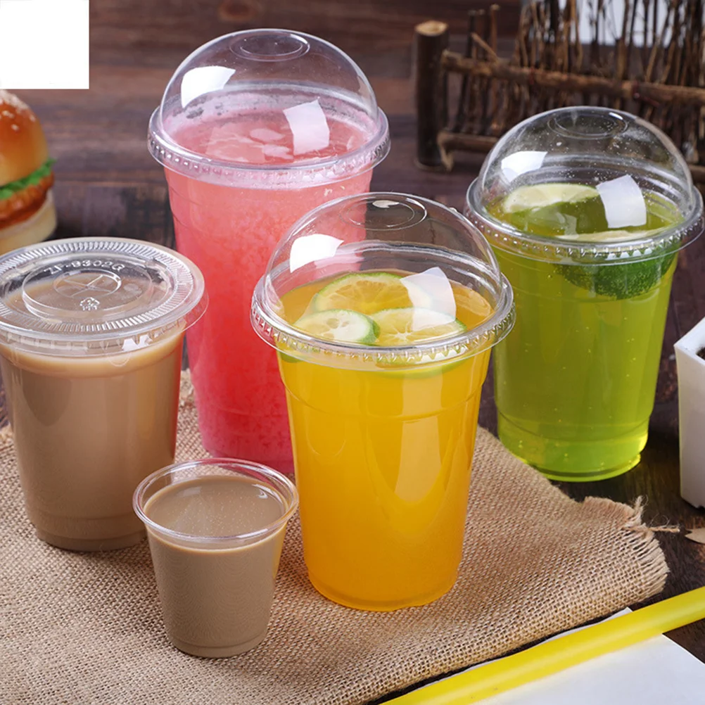 

400Ml Clear Disposable Plastic With Dome Lids Hot Stamping Design Large Capacity Rolled Rim Cold Drinks Bubble Tea