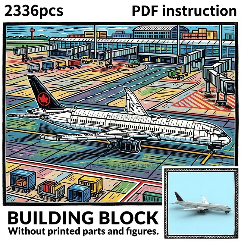 

City Airport Transport Airplane DIY Construction Set Educational Building Bricks for 245582 moc