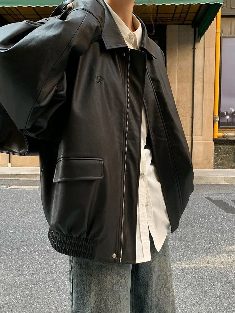 JY-Blouson en similicuir PU femme, décontracté et surdimensionné, Punk, Vintage