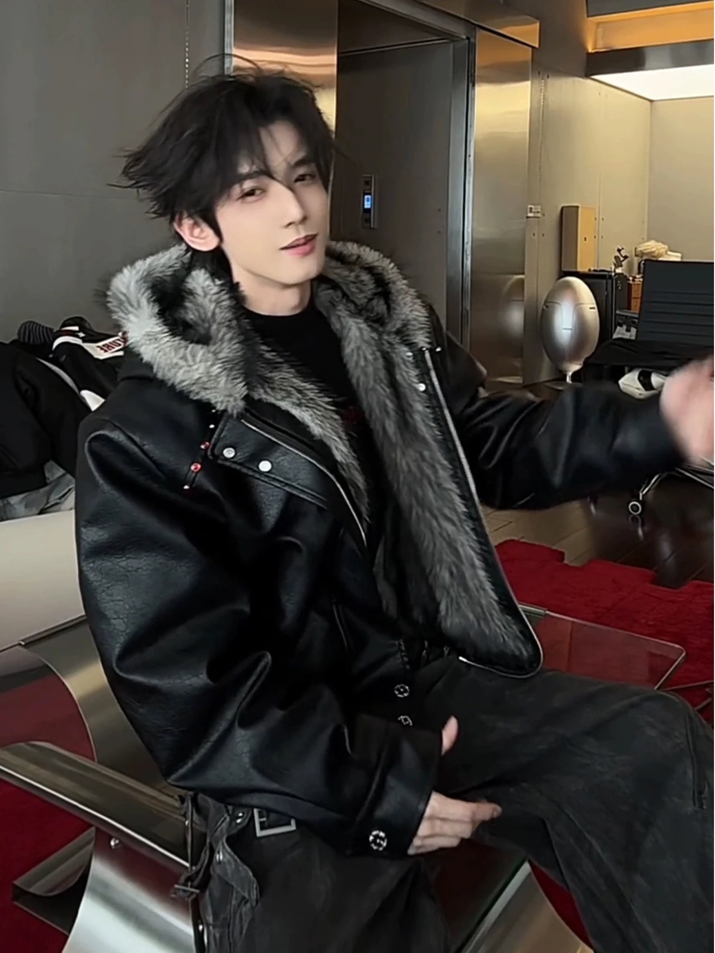 

American Sle Thiened ort Cotton Jaet for Men with Fur Collar Warmth Youth Faion Casual Wear Long Sve Hoodie