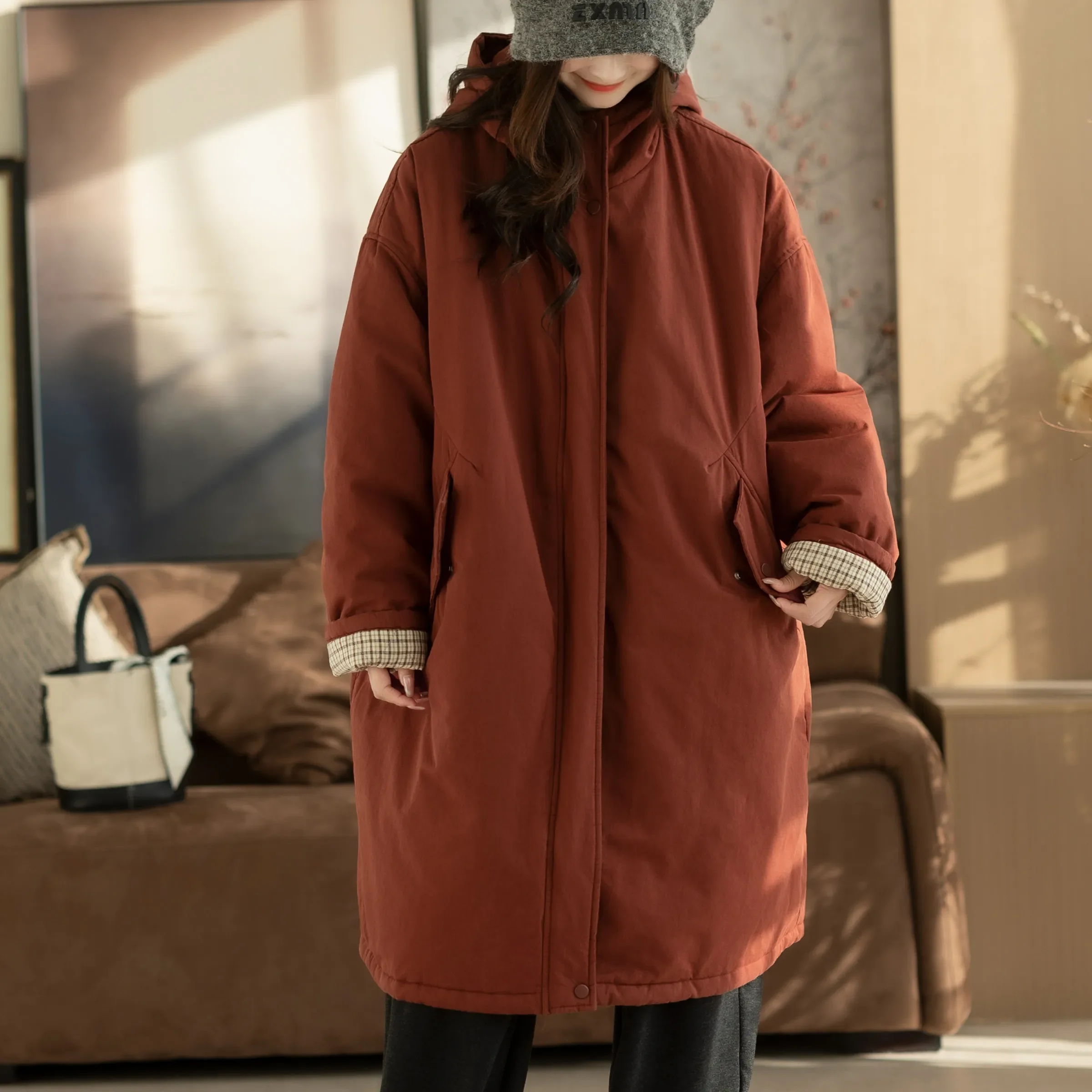 2026 Winter New Women's Windbreaker Cotton Jacket Loose Hooded Down Cotton Jacket