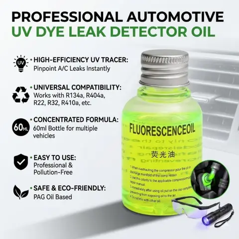 Car AC UV Dye Leak Detector 60ml PAG Oil Fluorescent Agent for R134A R404A R32 Air Conditioning Repair Test Tool