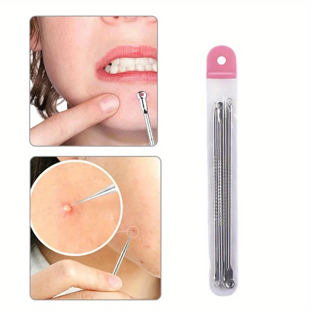 4 pçs acne agulha removedor de cravo comedones extrator kit remoção acne para mancha cravo popping para nariz rosto ferramentas