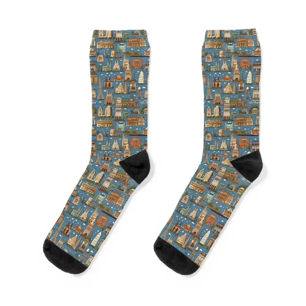 

Monuments Socks hip hop kawaii Sports floral Socks Girl Men's