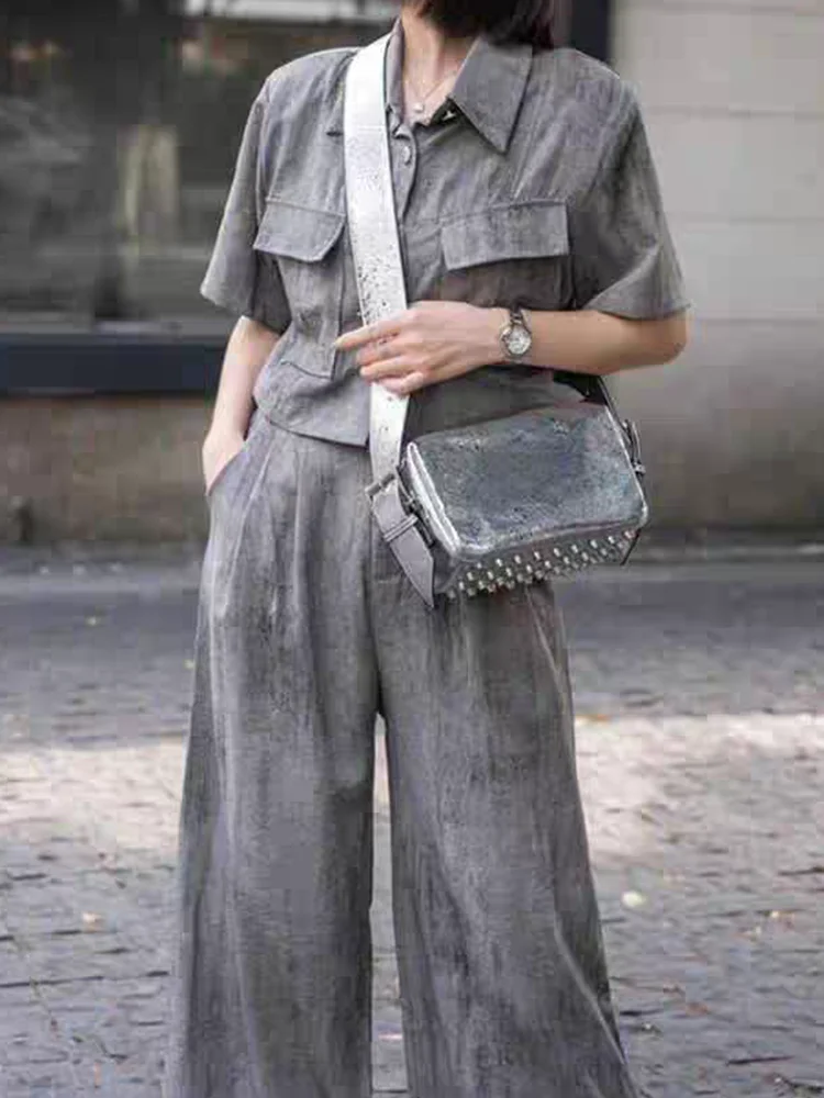 

Серебряная модная женская сумка Boston из натуральной кожи с заклепками \ сумка из натуральной кожи, простая женская сумка через плечо