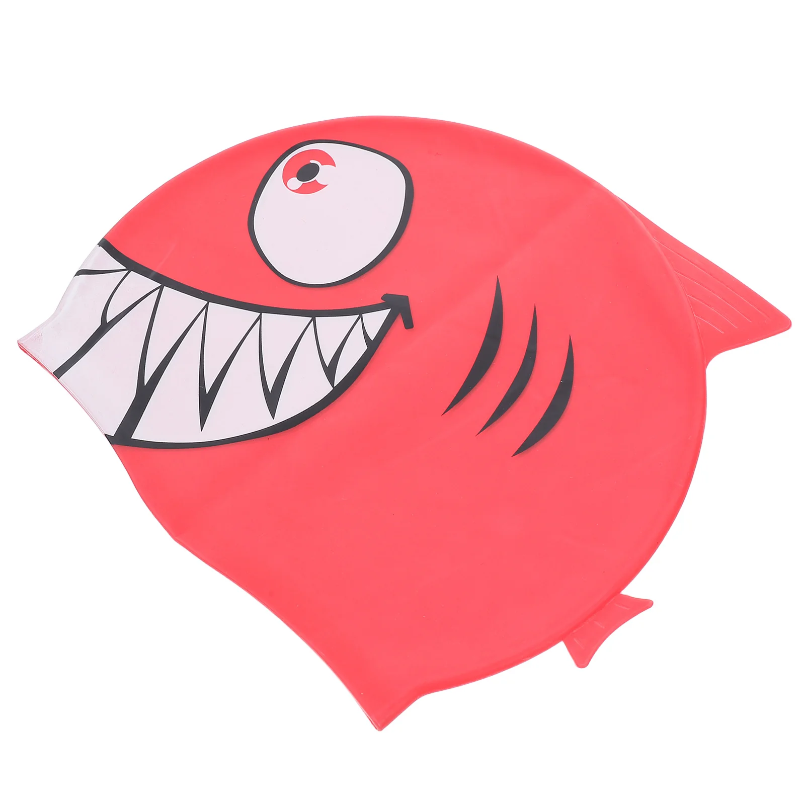 قبعة سباحة مقاومة للماء على شكل سمكة من السيليكون للأطفال، كارتون القرش الأحمر، مرنة خفيفة الوزن، مرنة لحماية الشعر، تصميم مرن
