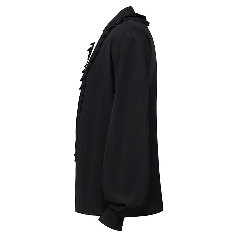 

2026 New Adult Men Medieval Renaissance Victorian Era Steampunk Ruffled Solid Top Halloween Vampire Cosplay Costume