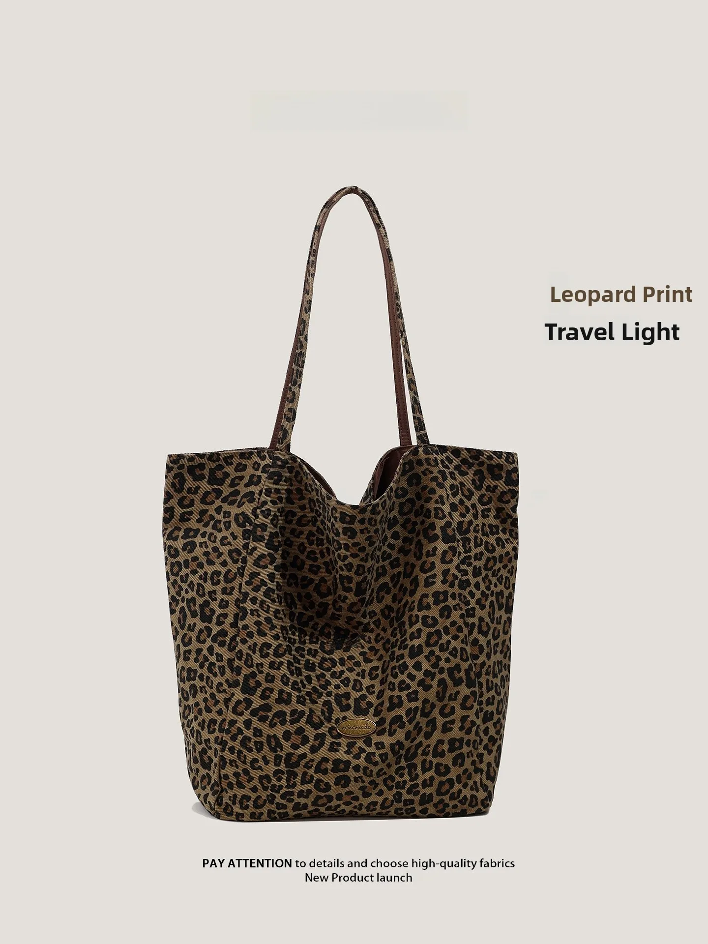 

Повседневная женская холщовая сумка-тоут большой емкости, легкая дорожная сумка для отдыха с леопардовым принтом