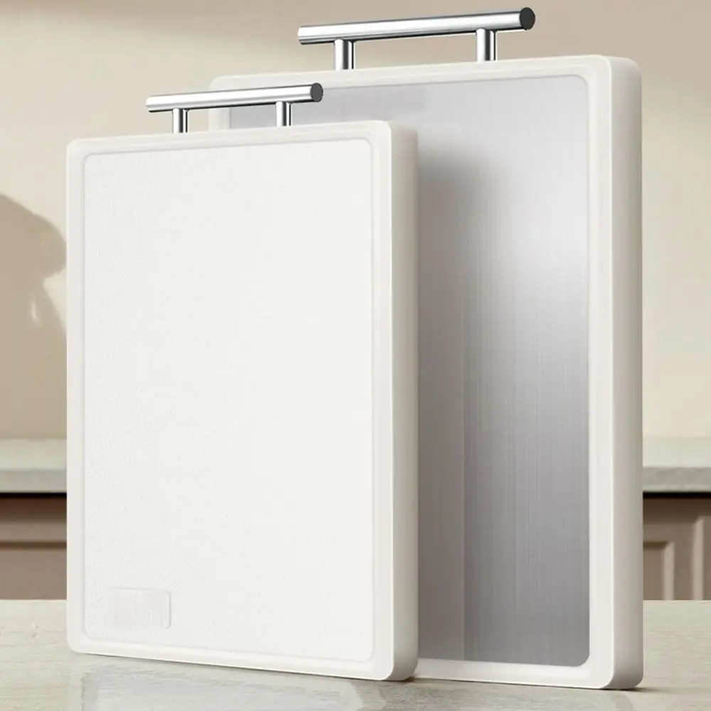 

Anti-Bacterial Double-Sided Chopping Board Anti-Mold with Handle Stainless Steel Cutting Board with Scale Grinding