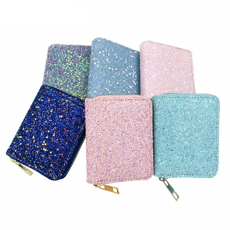 Portafoglio da donna in PU con paillettes di diamanti fluorescenti Laser portamonete da donna colorato pochette per bambini borsa da donna con