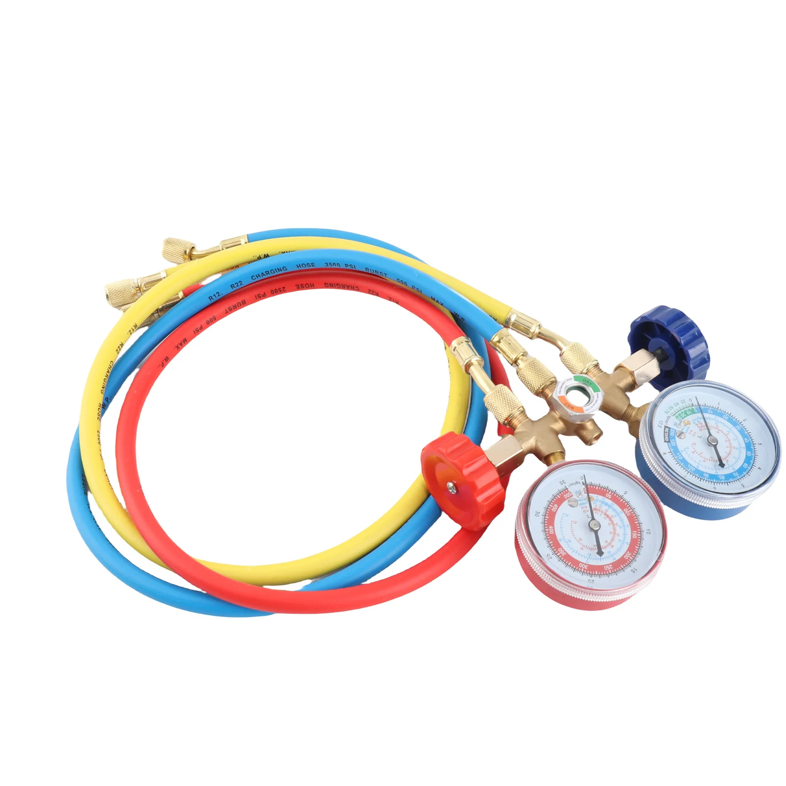 冷媒マニホールドゲージ エアコン冷媒充電ホース ゲージ付き R12 R22 R404A R134A用