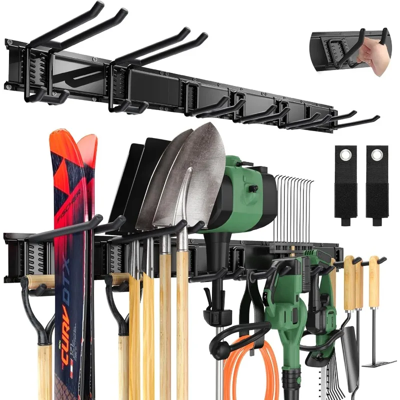 

49.5" Garage Tool Organizer Wall Mount - 500lbs Garden Tool Organizer with Adjustable Hooks, Heavy Duty Metal Garage Storage