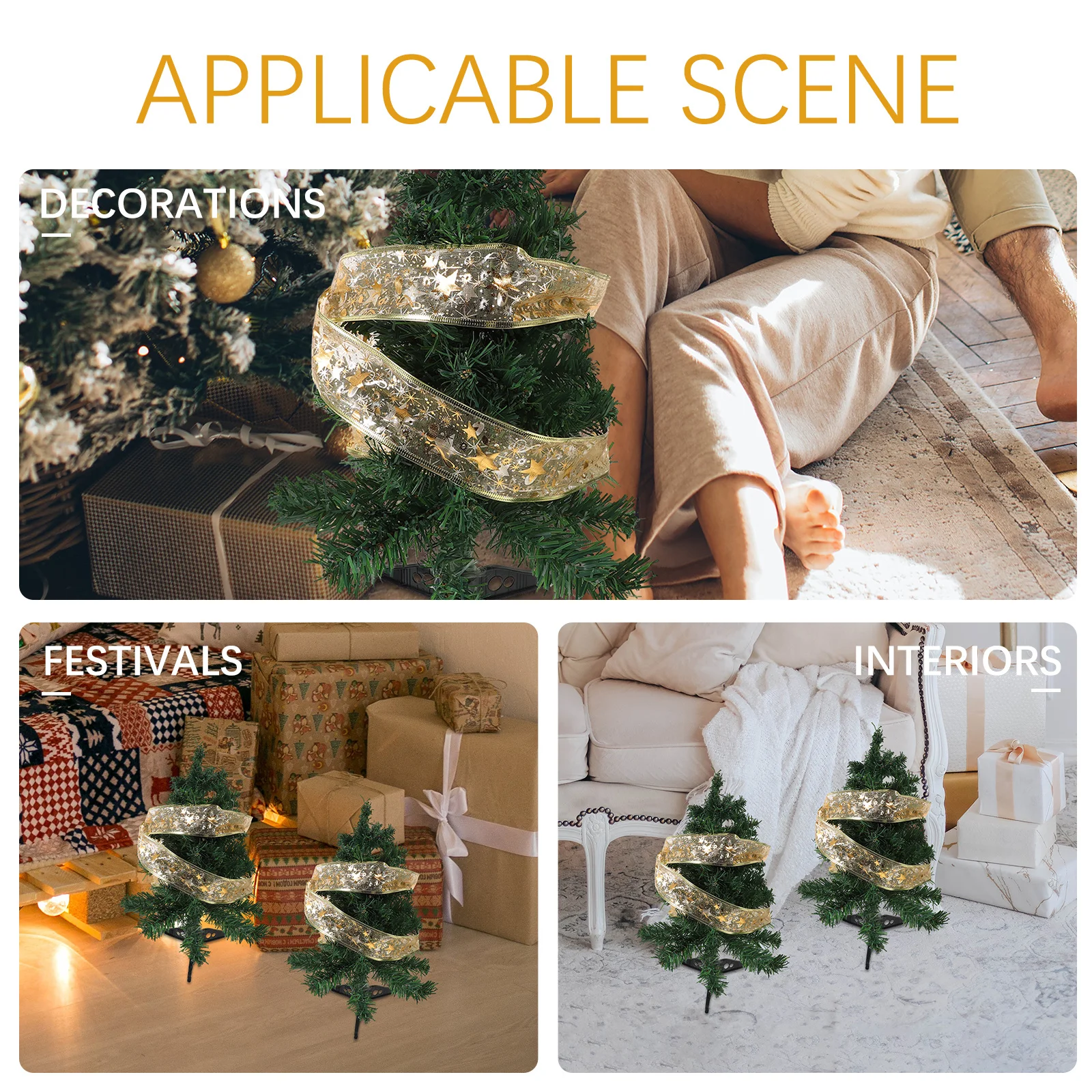 

10M 100LED Christmas Ribbon Light Gold String for Xmas Tree Decor Outdoor Indoor Festival Party Decoration LED Ribbon Lights