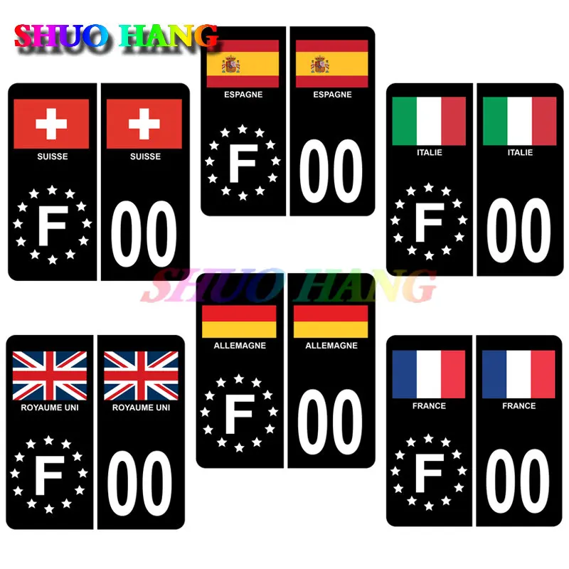 

Black USA, UK, France, Italy, Spain, Germany, Belgium, Switzerland Flag License Plate Sticker Vinyl Car Accessories Decal PVC