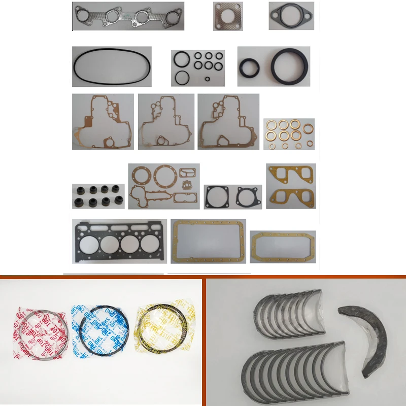 complete repair Overhaul engine full gasket set kit crankshaft connecting rod bearing piston ring for Kubota engine: V2003