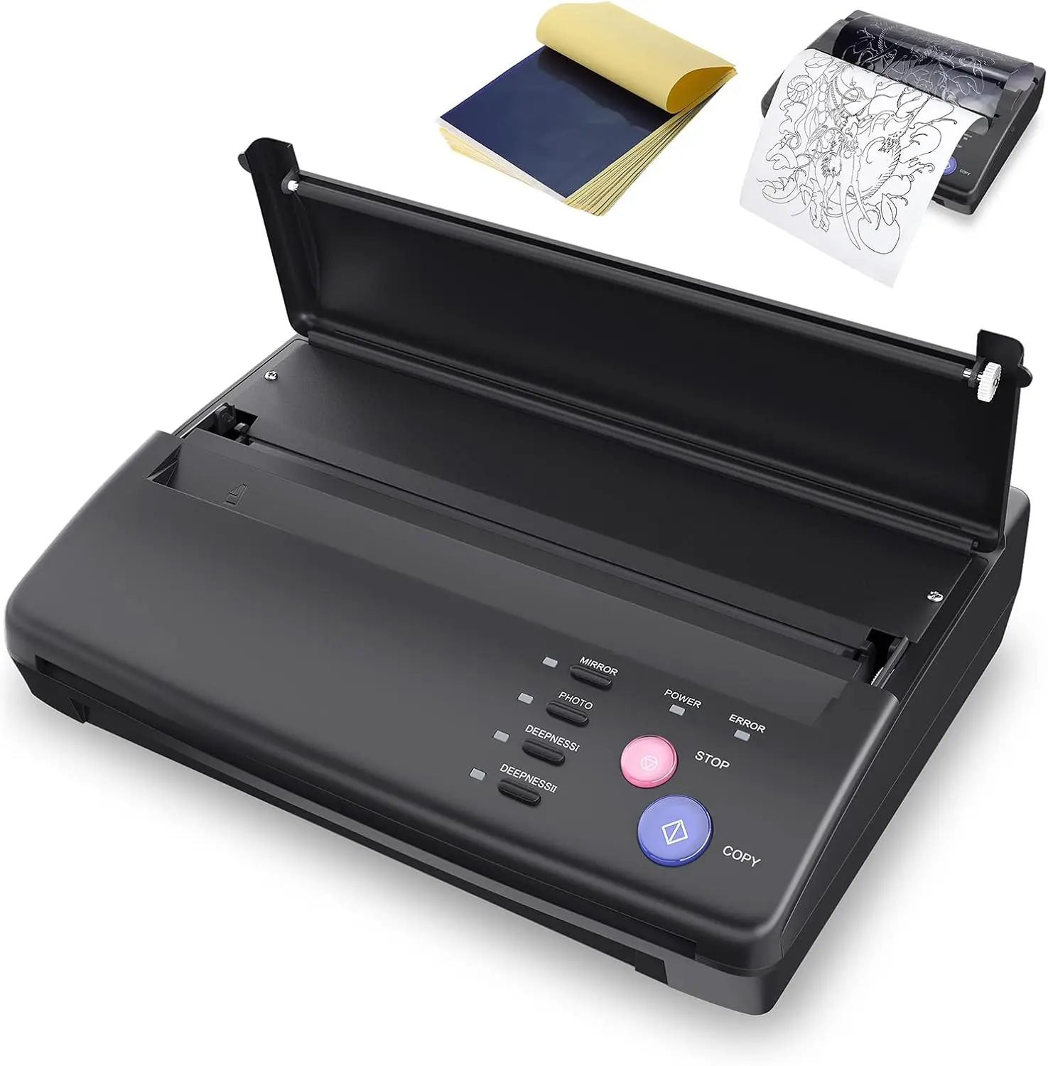 

Tattoo Stencil Machine Thermal Copier Tattoo Stencil Printer with 20pcs Transfer Paper for tattooing Artists (Black)