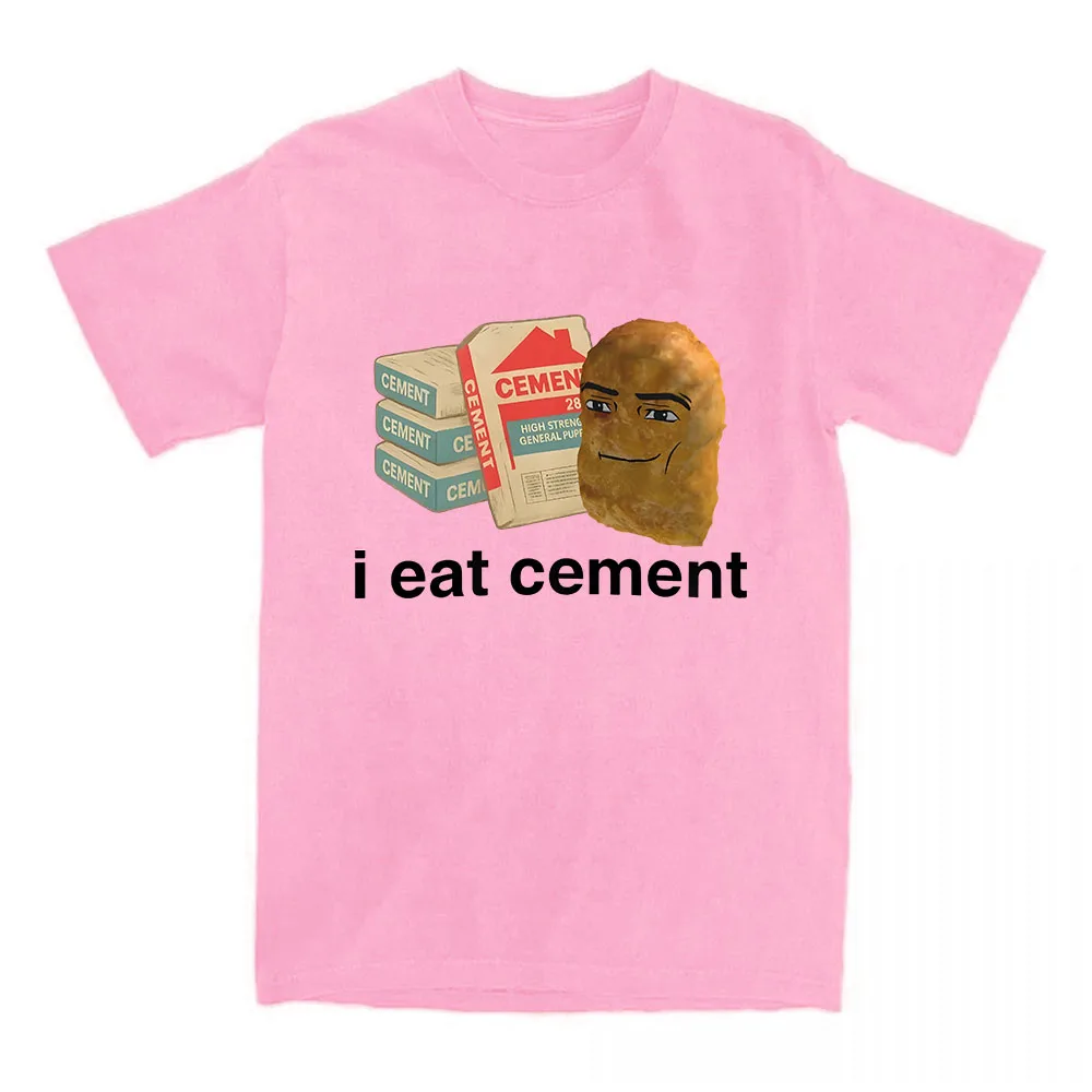 أنا أكل الاسمنت مضحك الدجاج الكتلة المطبوعة ميمي تي شيرت النساء الرجال عادية التي شيرت للجنسين الشارع الشهير مضحك الكرتون الجرافيك طباعة المحملة