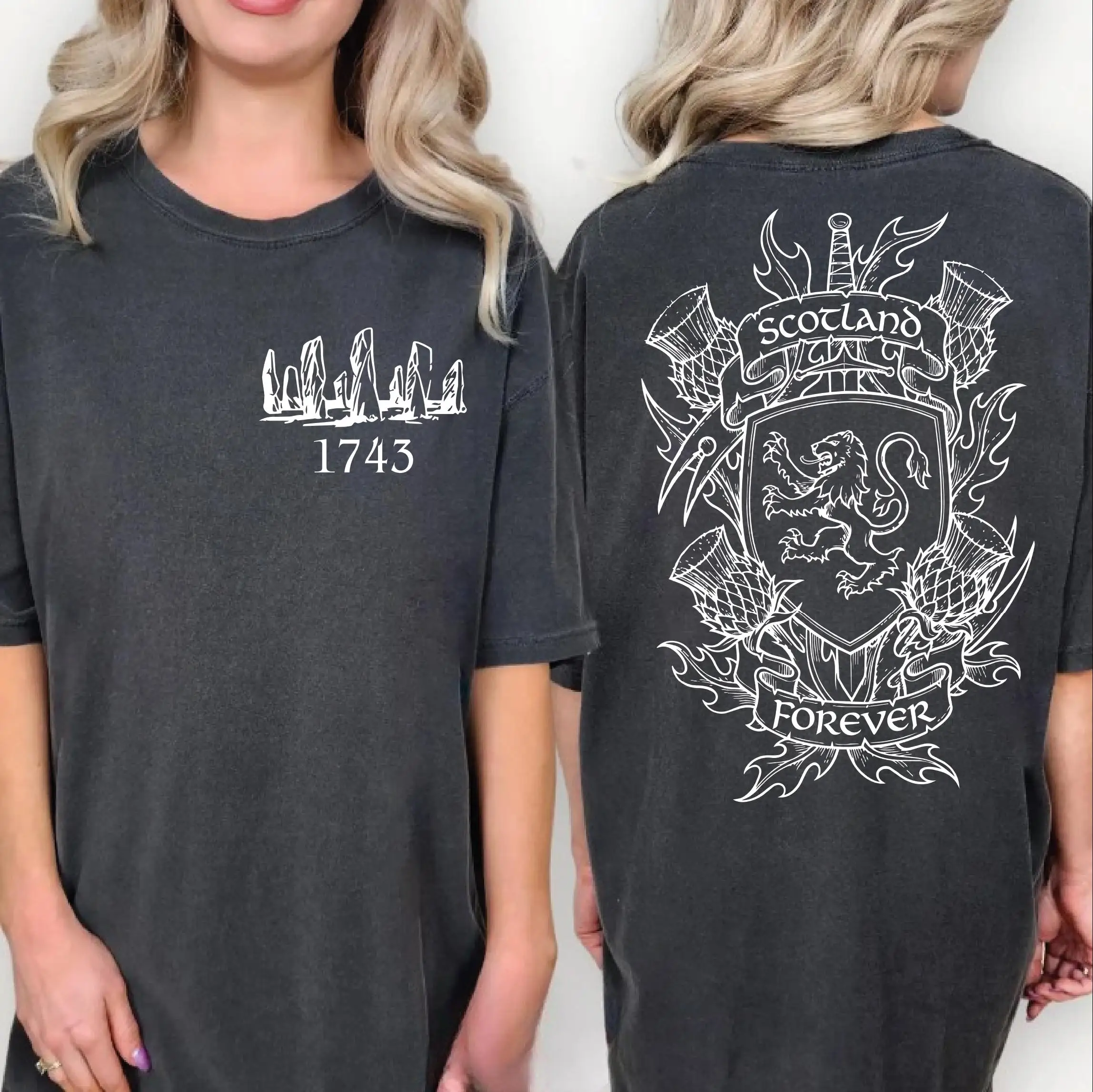 Scotland Forever Shirt, 1743 Standing Stones Tee, Celtic Crest Top