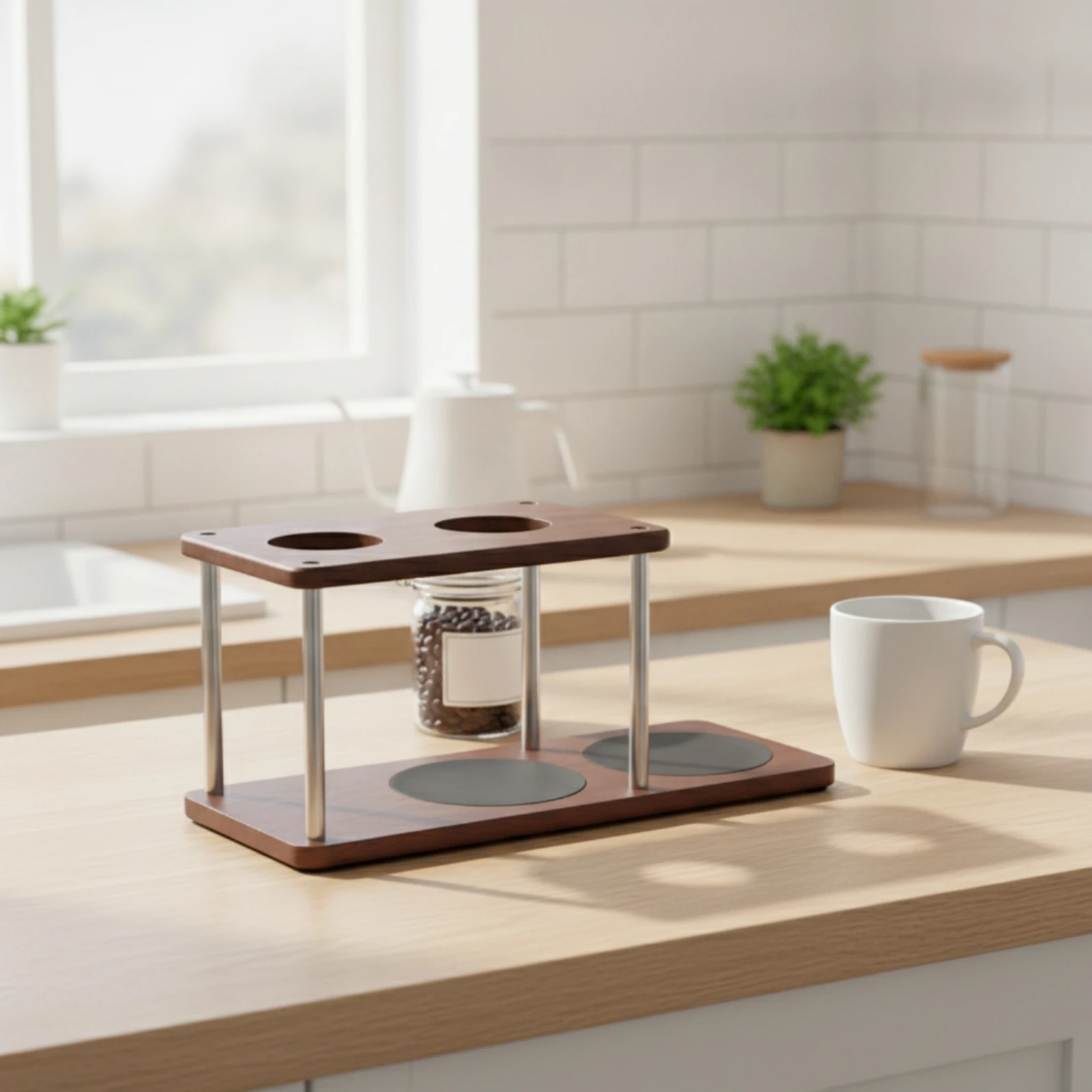 Pour-over Coffee Stand with Silicone Pads Artisanal Pour over Coffee Stand Storage Rack Heat-Insulating Organizer Compact