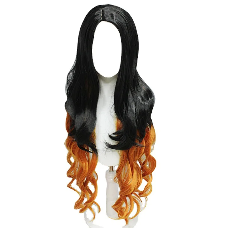 Peluca Nezuko Demon Slayer Kimetsu No Yaiba Nezuko Cosplay 90cm gradiente accesorios para el cabello largo Cosplay disfraz pelucas