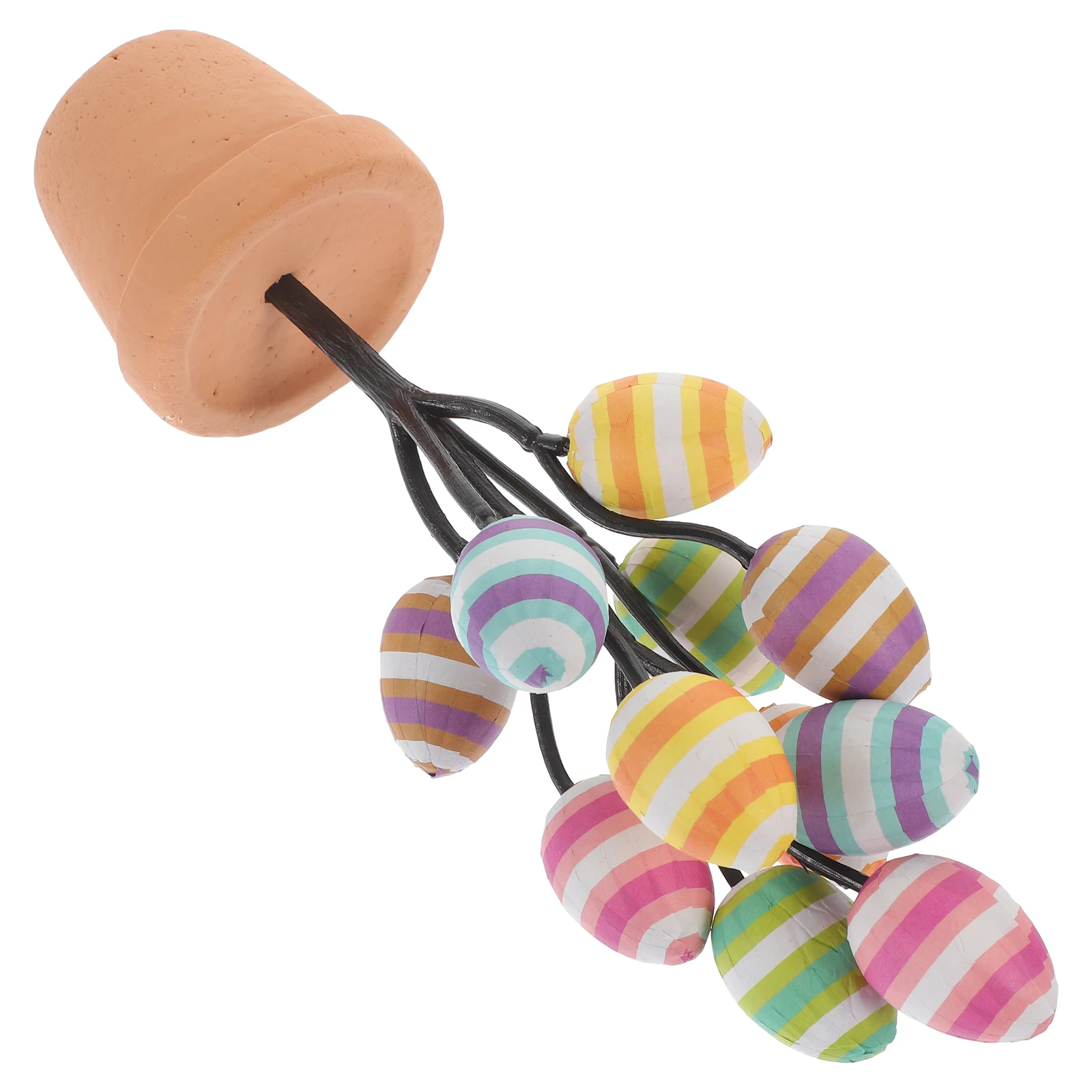 

Easter Egg Bonsai Artificial Potted Plant Table Centerpiece Decor Desktop nament Striped Design Easter SuppliesFlower Artificial