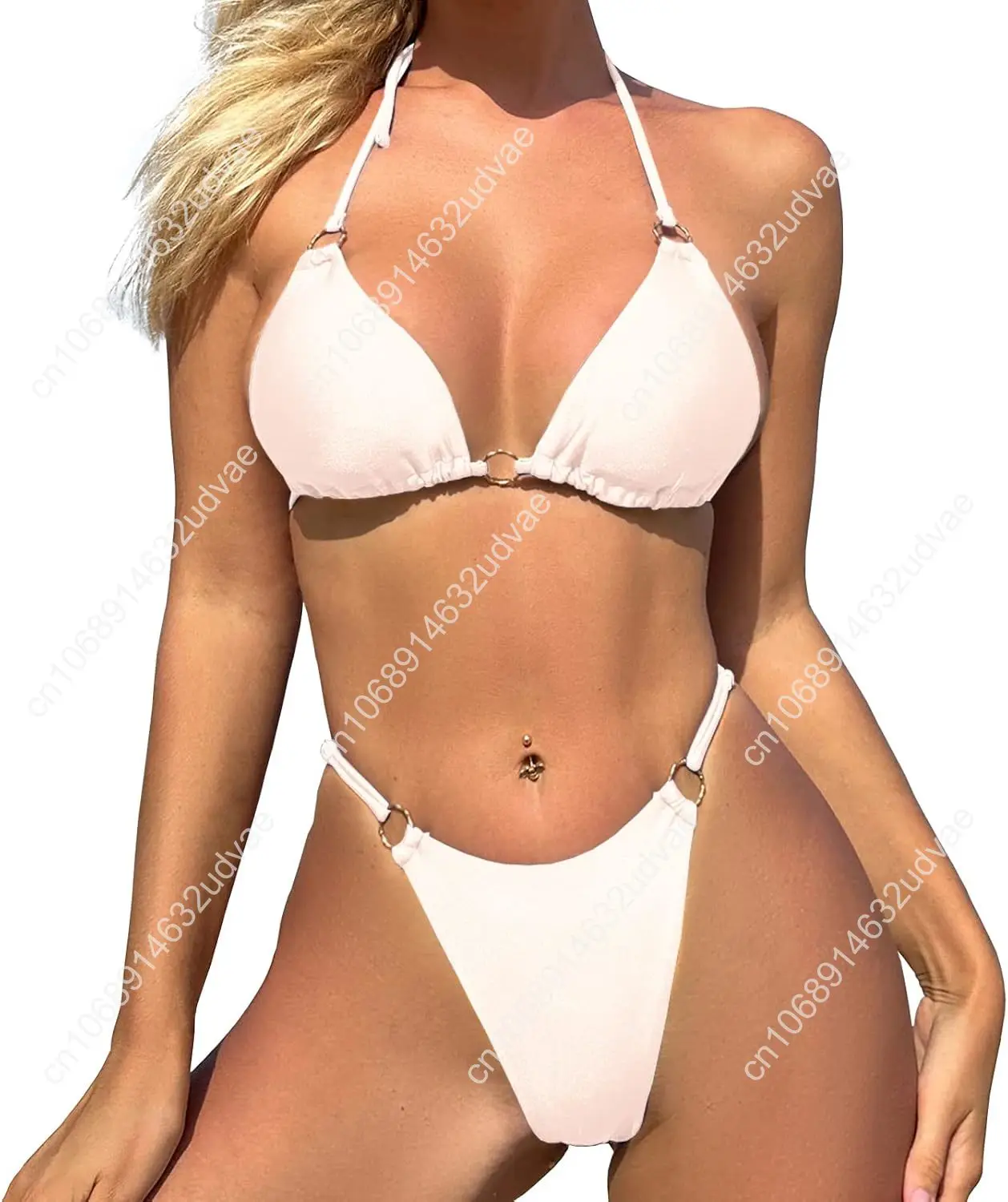 Seksowne bikini dla kobiet 2-częściowe bikini Spaghetti Strap Stroje kąpielowe Jednokolorowe stroje kąpielowe Stroje kąpielowe Trójkątny strój kąpielowy