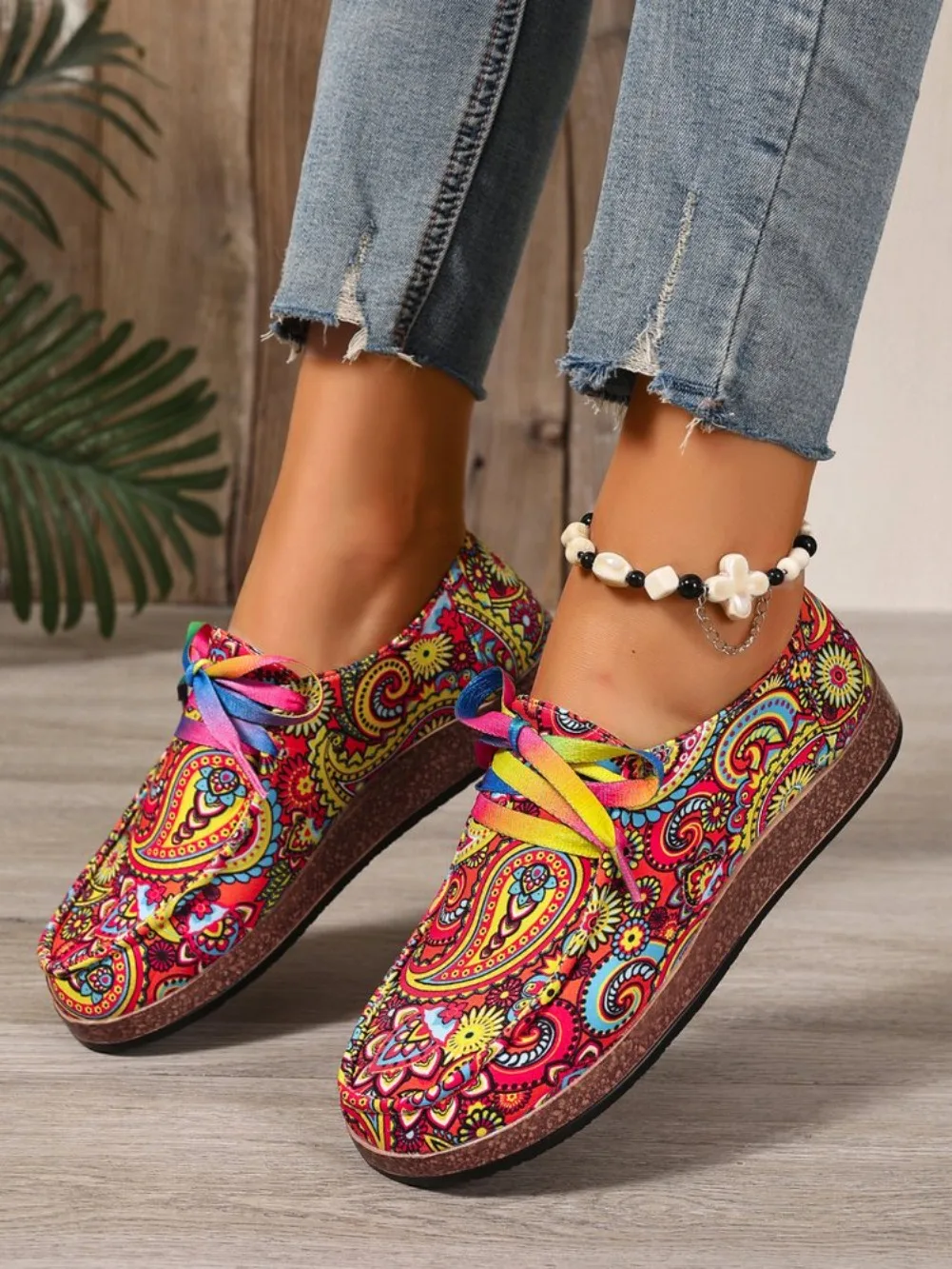 2026 Bestseller Neue Modische Damen-Sneaker mit Schnürung, Bedruckte Damen-Flats, Outdoor-Freizeitschuhe für Damen, Zapatos De Mujer – Detail 16