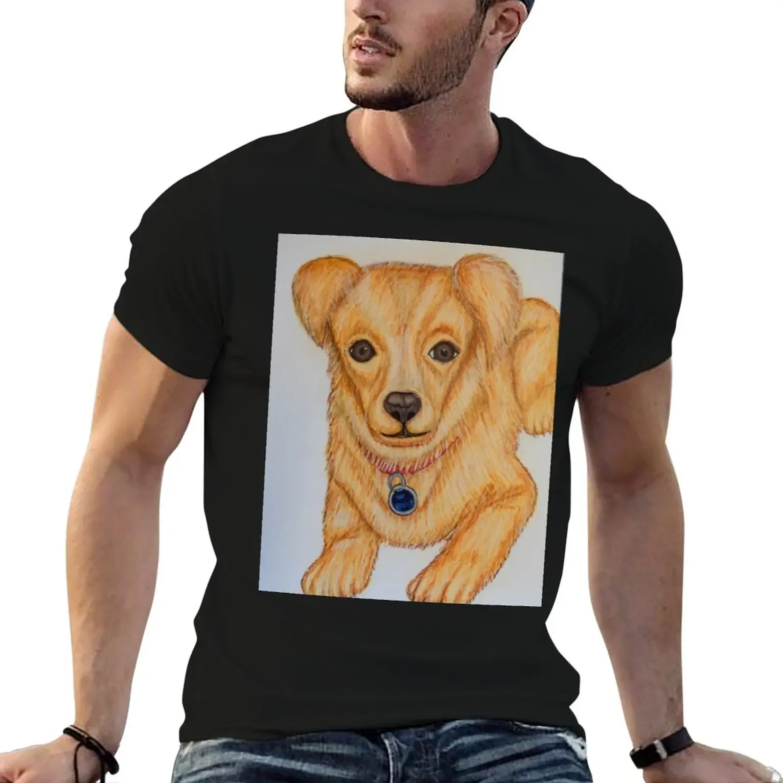 

Beautiful golden and cream-colored dog. T-Shirt custom t shirt boys animal print custom shirt plain white t shirts men