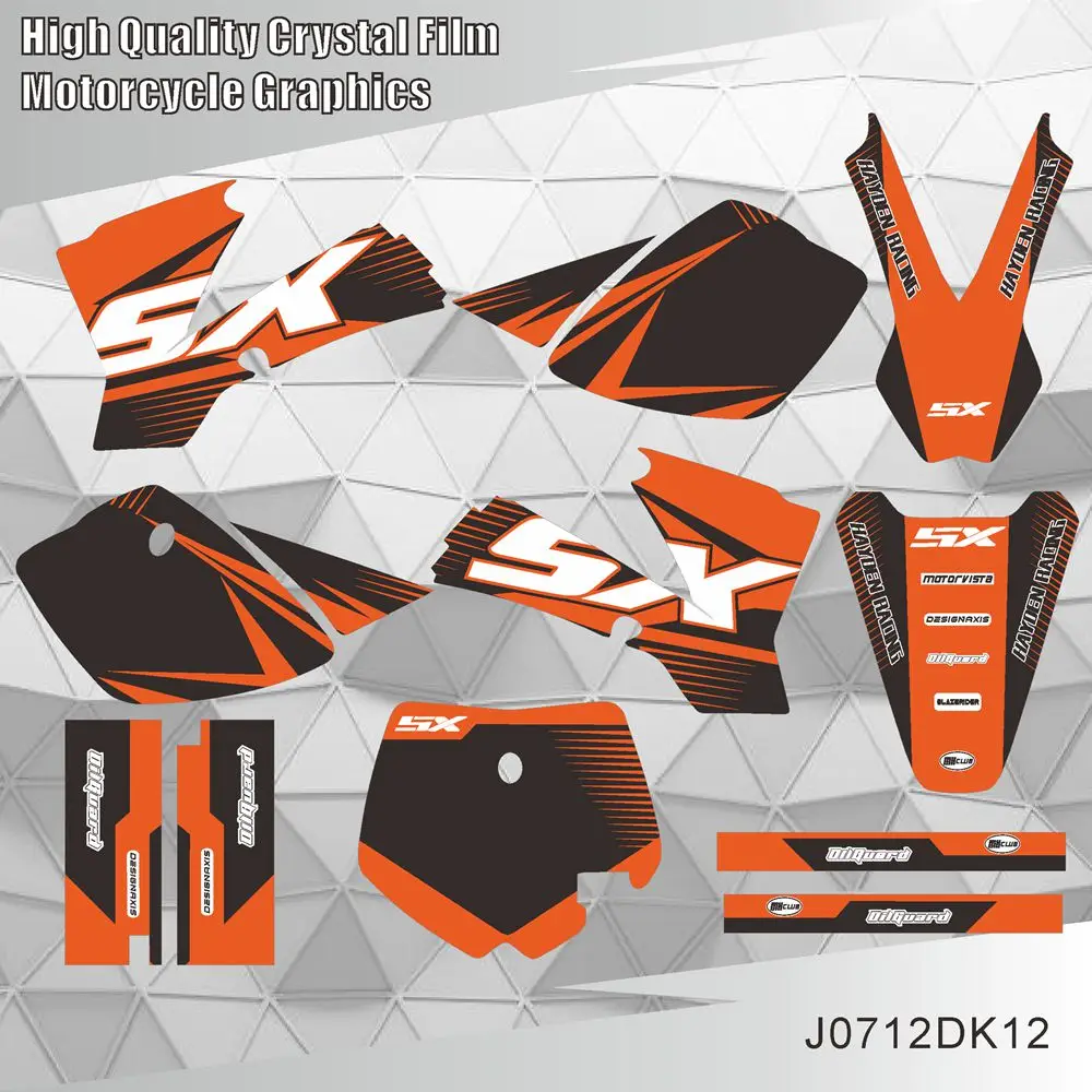 Décalcomanies de fond de moto, autocollants complets, numéro personnalisé pour KTM SX50, SX 50, 2002, 2003, 2004, 2005, 2006, 2007, 2008
