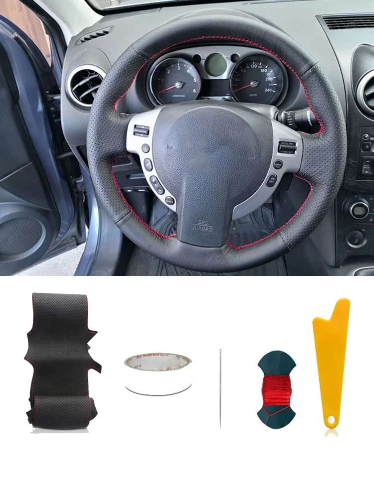 Artificial PU Leather Car Steering Wheel Cover For Nissan Qashqai J10 X-TRAIL NV200 2008 2009 2010 2011 2012 Styling Accessories