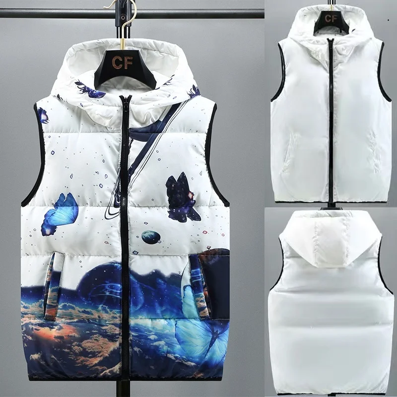 Boys Winter Parent-Child Outfits Girls Warmth Reversible Vest 3D Printing Cotton Kids Waistcoat Children Outerwear 145-180 Tall